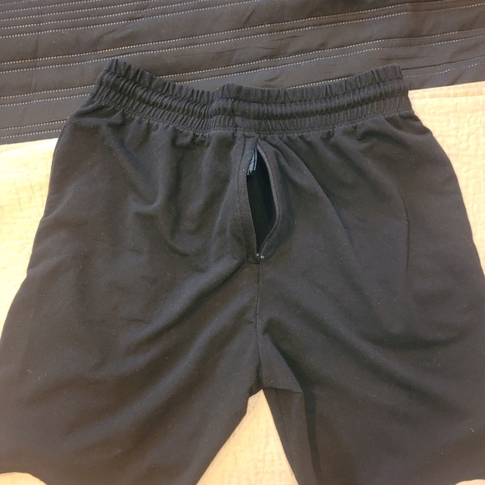 JJ Malibu Black Athletic Shorts with "Back ZIPPER."